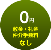 敷金・礼金・仲介手数料なし